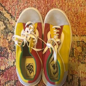Vans Men’s Red and Yellow Multicolor Sneakers